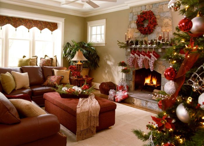 How to decorate living room bookshelves for christmas