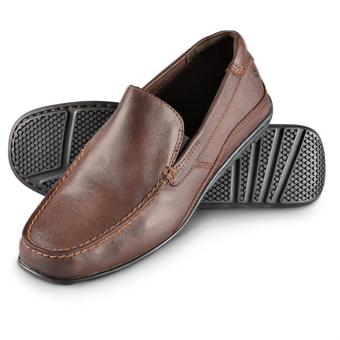 Slip-on mens brown dress shoes