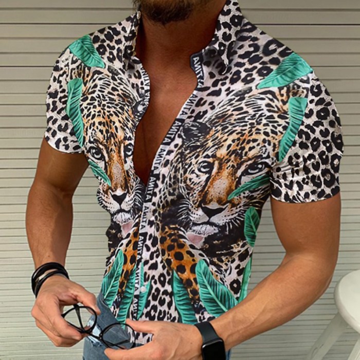 Leopard dress shirt mens