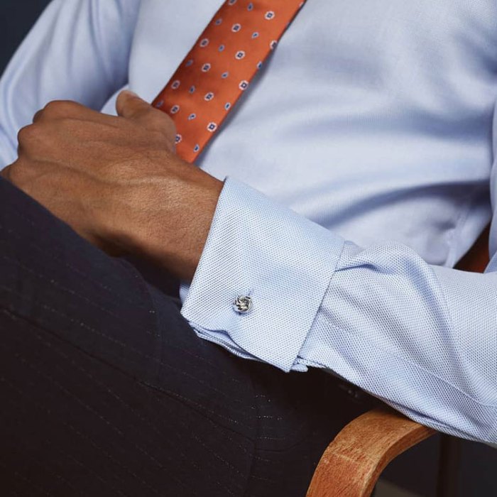 Men's pink dress shirt with french cuffs