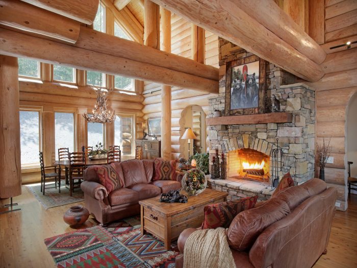 How to decorate a log cabin living room