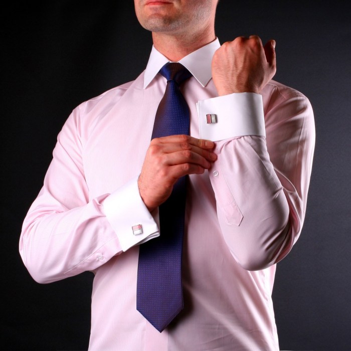 Men's pink dress shirt with french cuffs