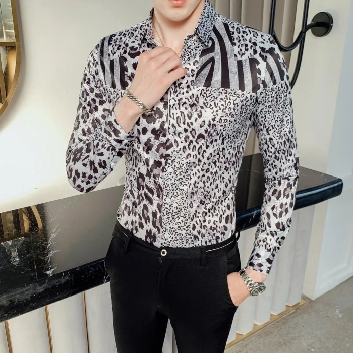 Leopard dress shirt mens